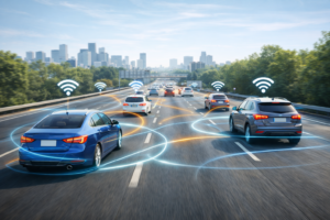 Smart connected cars on the highway